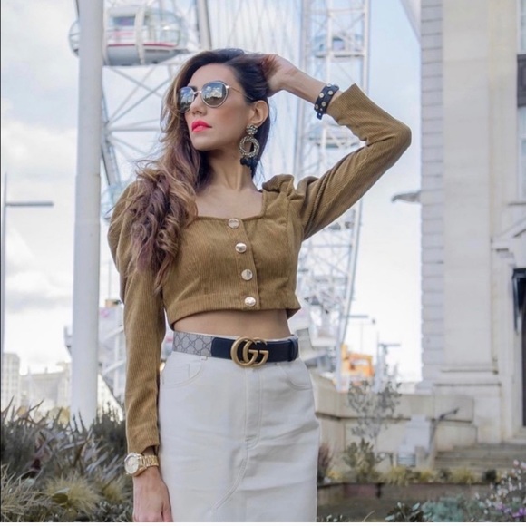 NWT ZARA Corduroy Crop Top S Blogger’s Favorite - Picture 2 of 8